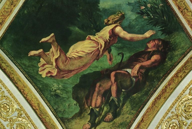 Illustration, Les muses et Hésiode, par Delacroix